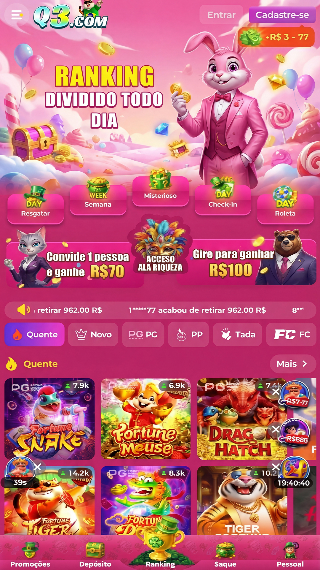 tá ganhando 